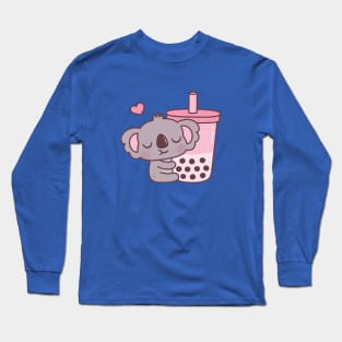 Cute Koala Bear Loves Boba Tea Long Sleeve T-Shirt